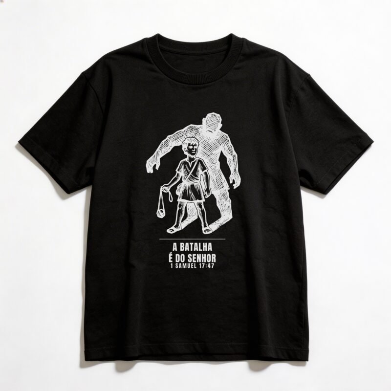 Camiseta Oversized Evangélica A Batalha é do Senhor — Coroa de Vida - preta