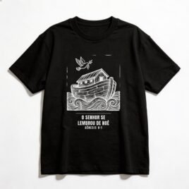 Camiseta Oversized Evangélica Arca de Noé — Coroa de Vida - preta