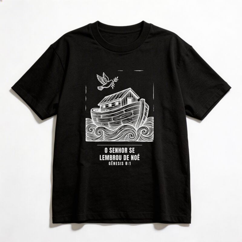 Camiseta Oversized Evangélica Arca de Noé — Coroa de Vida - preta