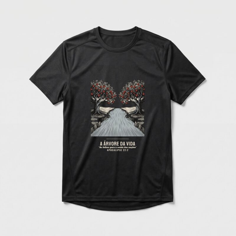 Camiseta Dry Fit Evangélica Árvore da Vida — Coroa de Vida - preta
