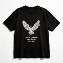 Camiseta Oversized Evangélica Asas como Águias — Coroa de Vida - preta