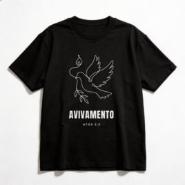 Camiseta Oversized Evangélica Avivamento — Coroa de Vida - preta