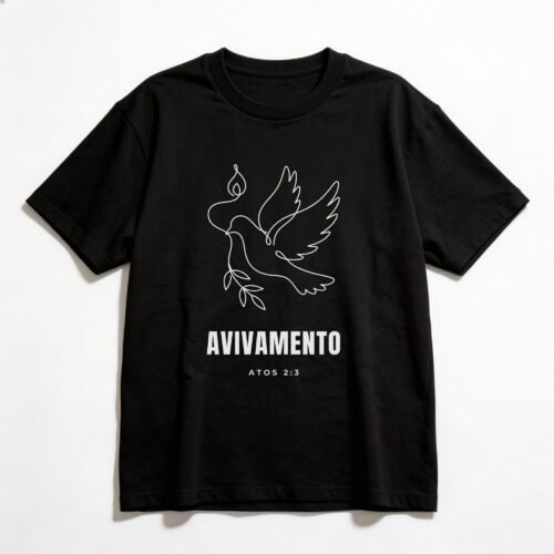 Camiseta Oversized Evangélica Avivamento — Coroa de Vida - preta