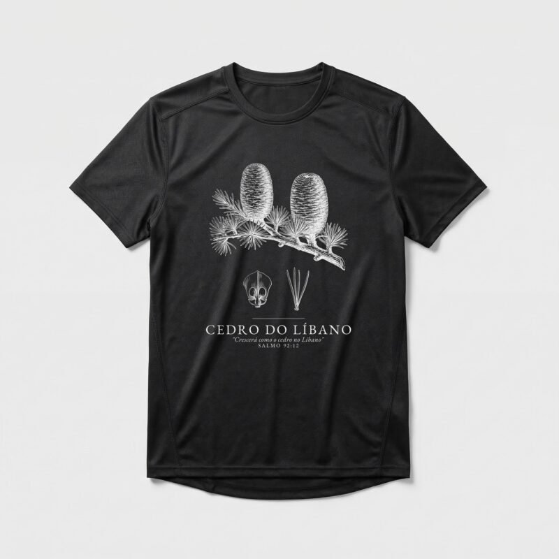 Camiseta Dry Fit Evangélica Cedro do Líbano — Coroa de Vida - preta