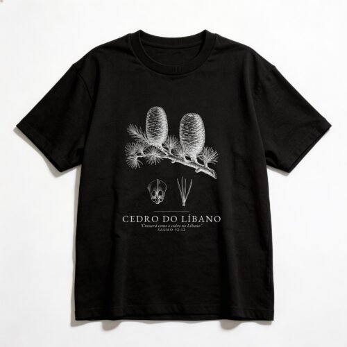 Camiseta Oversized Evangélica Cedro do Líbano — Coroa de Vida - preta