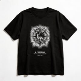 Camiseta Oversized Evangélica O Cordeiro — Coroa de Vida - preta