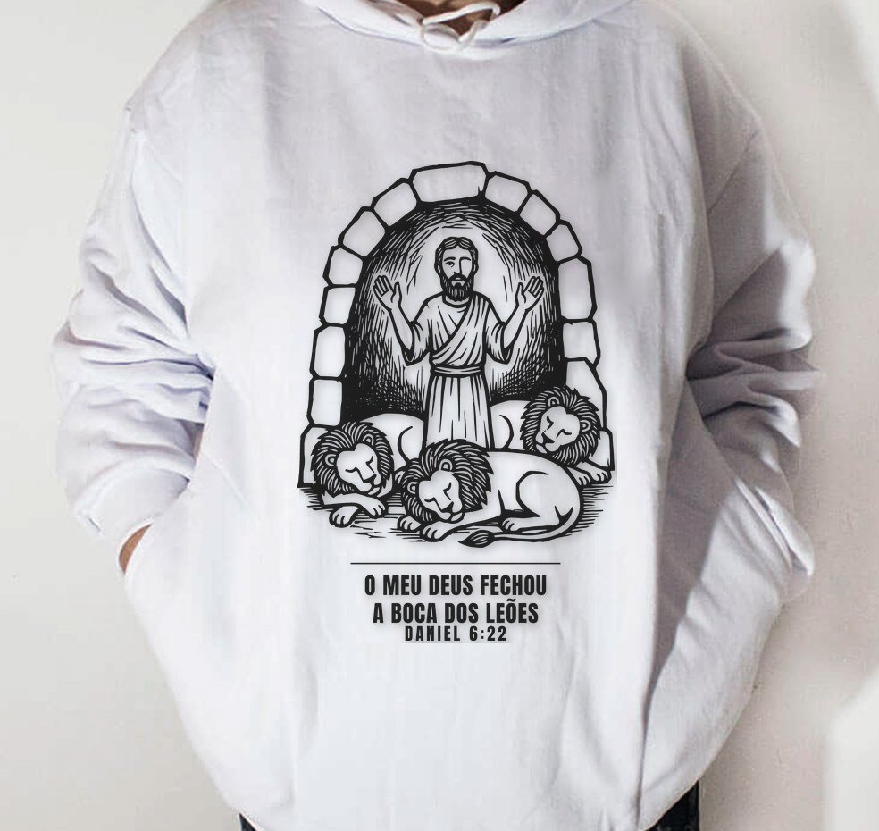 Moletom Evangélico Daniel na Cova dos Leões — Coroa de Vida - branca