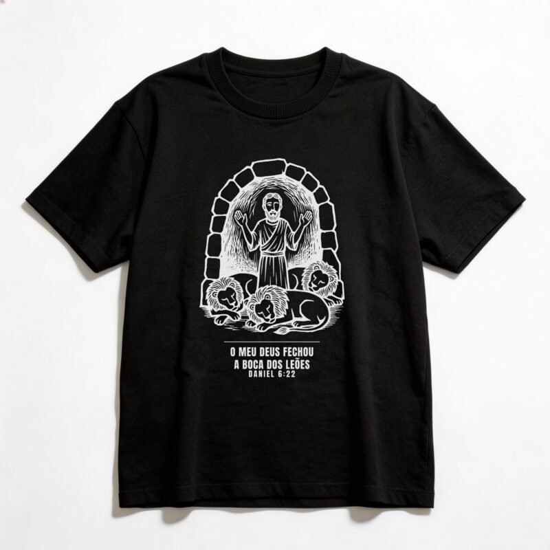 Camiseta Oversized Evangélica Daniel na Cova dos Leões — Coroa de Vida - preta