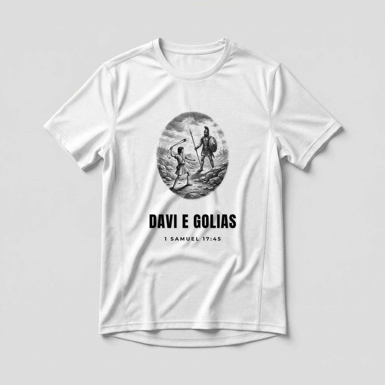 Camiseta Dry Fit Evangélica Davi e Golias — Coroa de Vida - branca