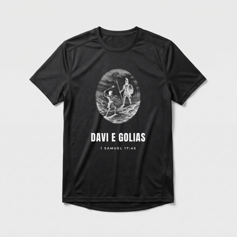 Camiseta Dry Fit Evangélica Davi e Golias — Coroa de Vida - preta