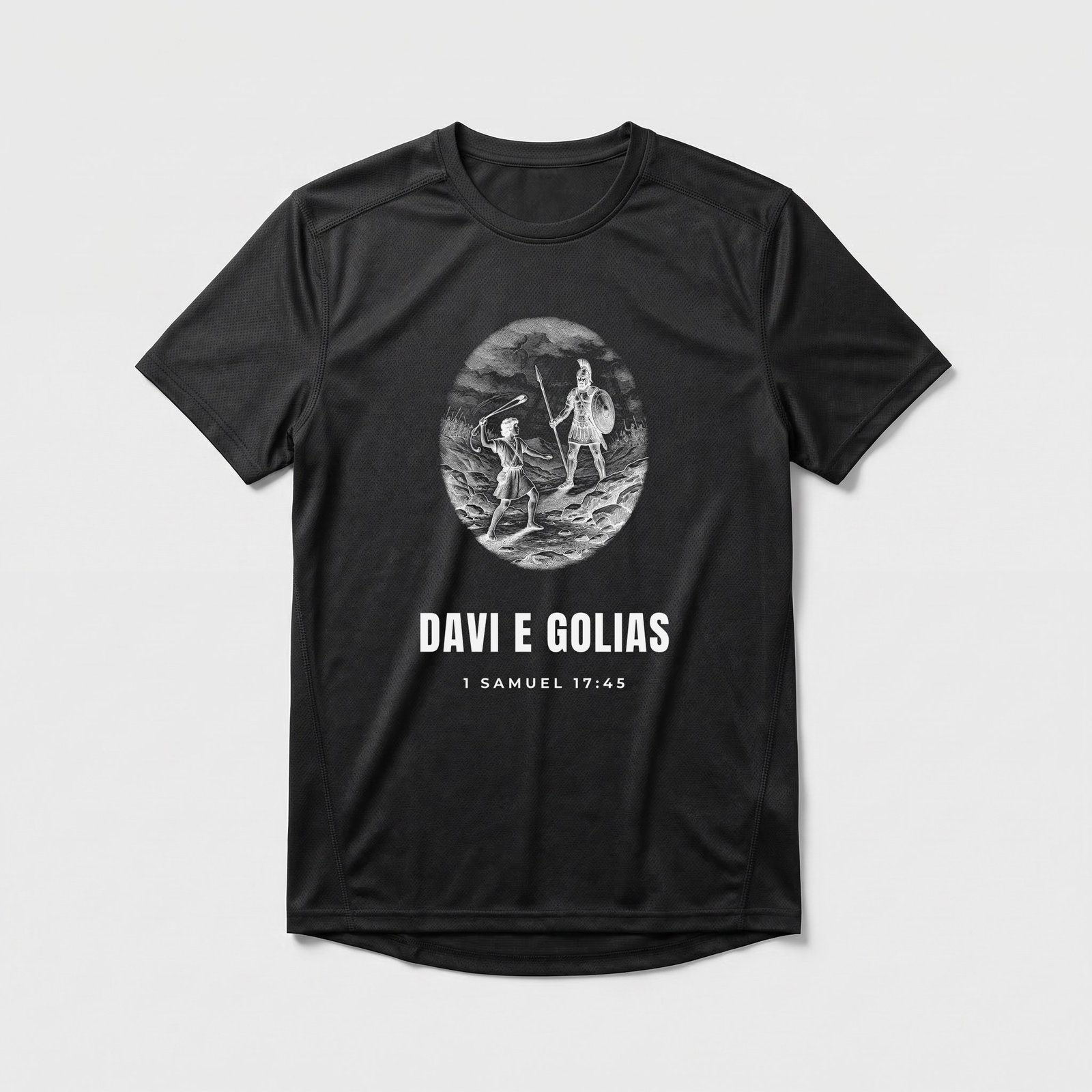 Camiseta Dry Fit Evangélica Davi e Golias — Coroa de Vida - preta
