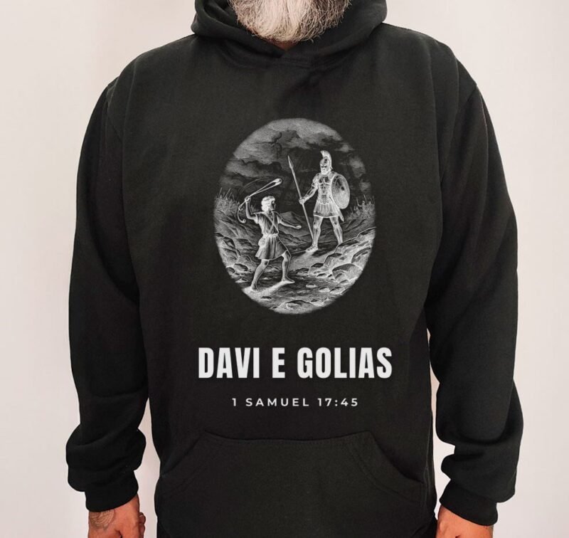 Moletom Evangélico Davi e Golias — Coroa de Vida - preta