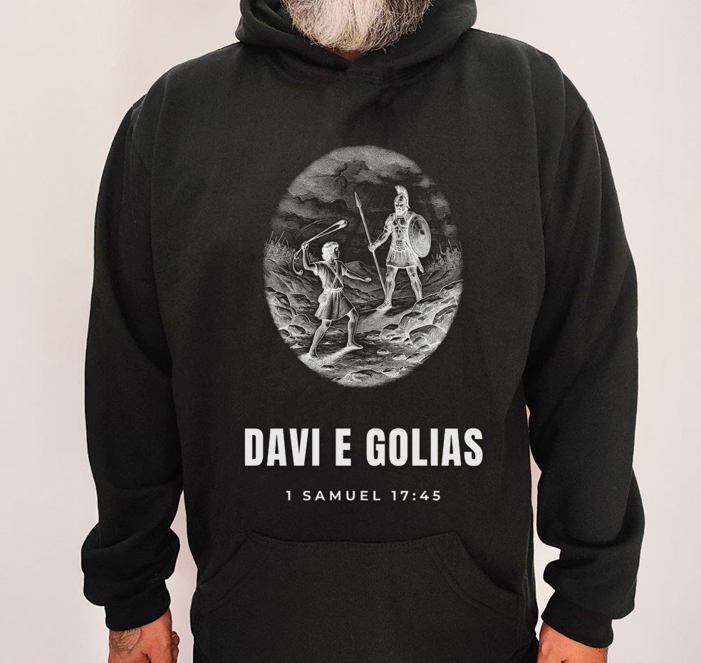 Moletom Evangélico Davi e Golias — Coroa de Vida - preta