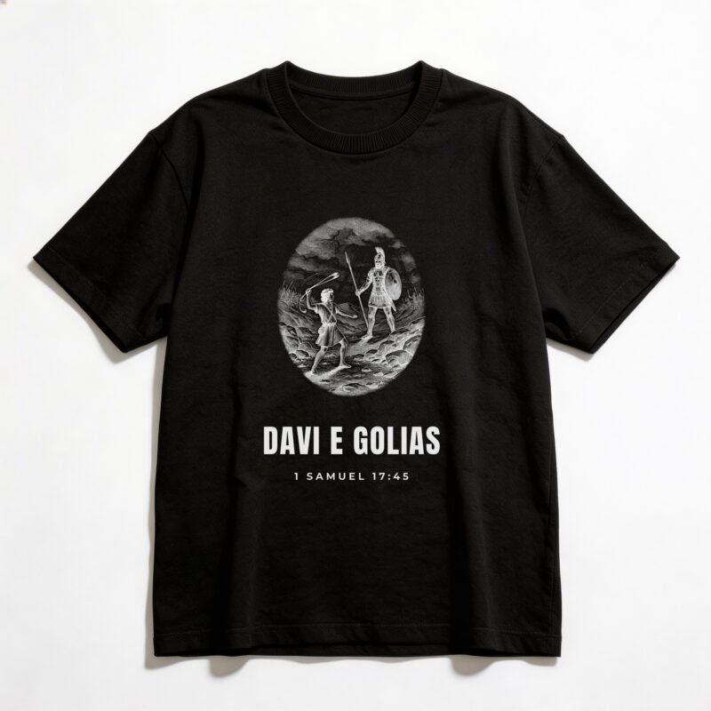 Camiseta Oversized Evangélica Davi e Golias — Coroa de Vida - preta