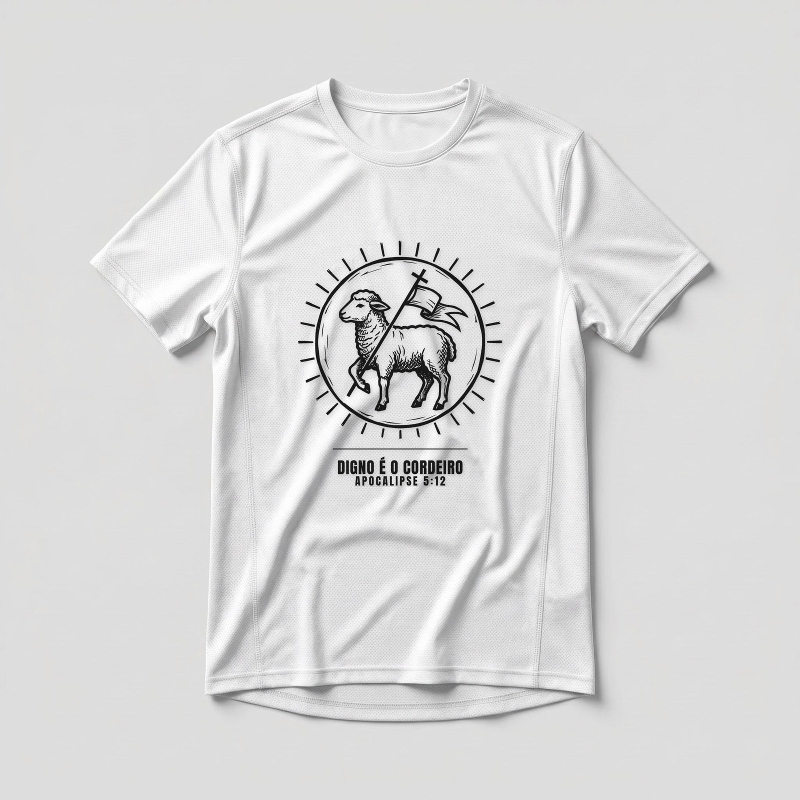 Camiseta Dry Fit Evangélica Digno é o Cordeiro — Coroa de Vida - branca