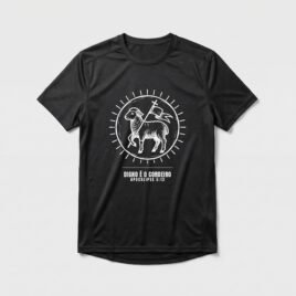 Camiseta Dry Fit Evangélica Digno é o Cordeiro — Coroa de Vida - preta