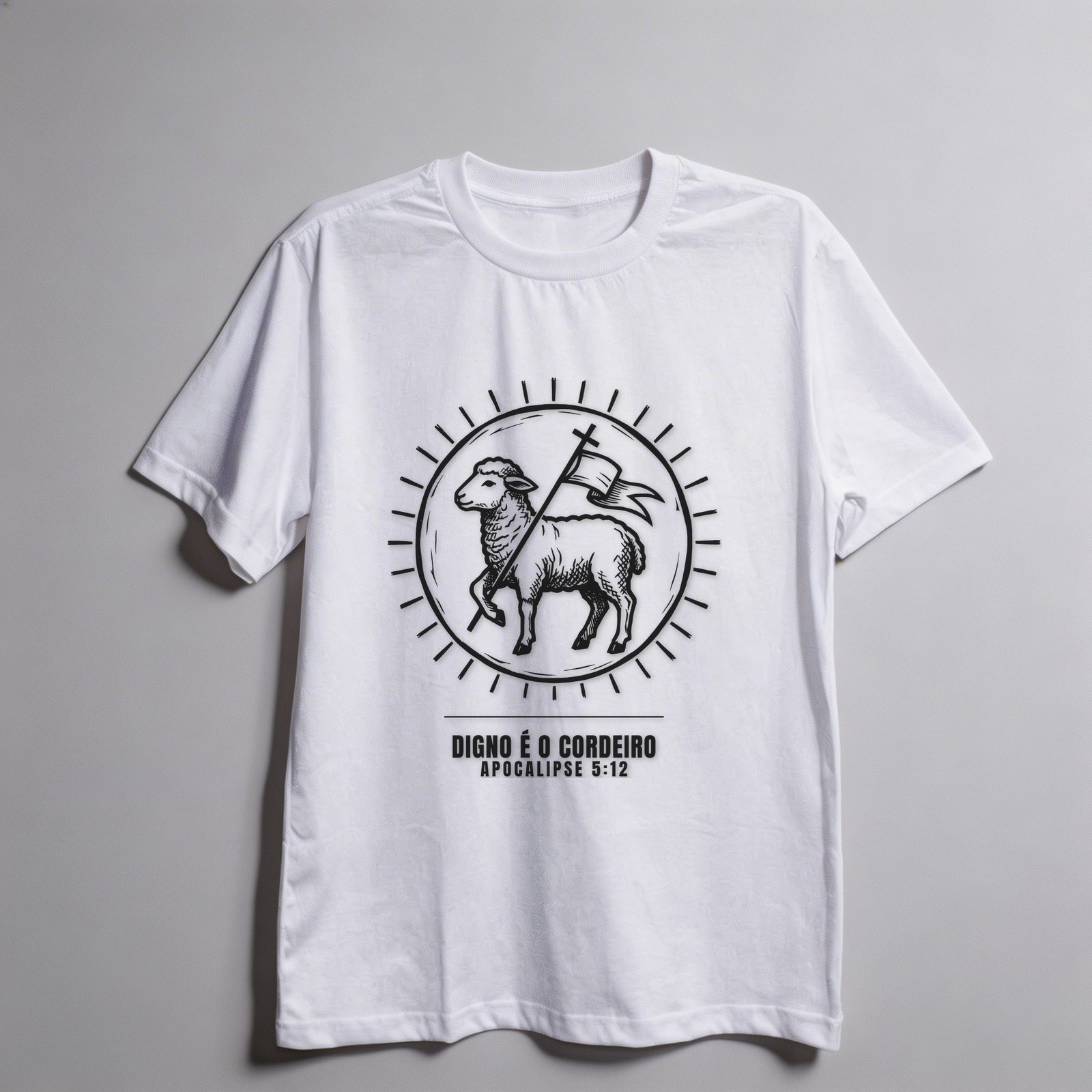 Camiseta Oversized Evangélica Digno é o Cordeiro — Coroa de Vida - branca