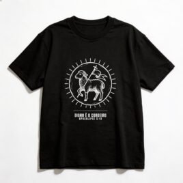 Camiseta Oversized Evangélica Digno é o Cordeiro — Coroa de Vida - preta