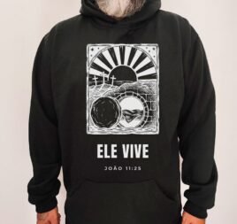 Moletom Evangélico Ele Vive — Coroa de Vida - preta