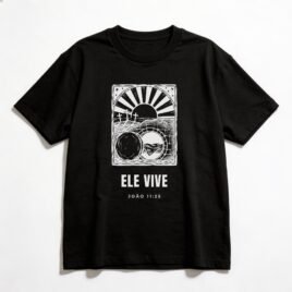 Camiseta Oversized Evangélica Ele Vive — Coroa de Vida - preta
