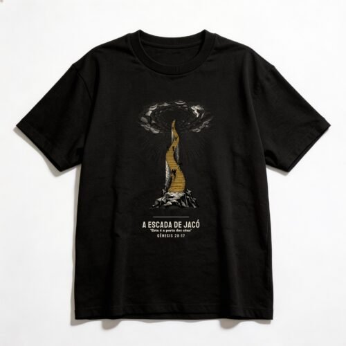 Camiseta Oversized Evangélica Escada de Jacó — Coroa de Vida - preta
