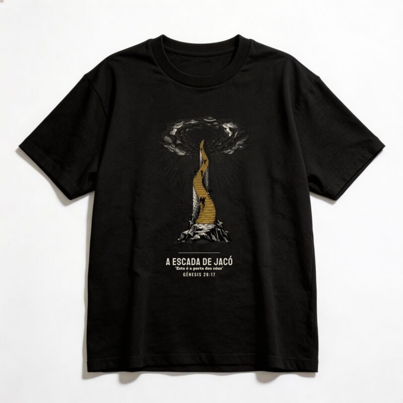 Camiseta Oversized Evangélica Escada de Jacó — Coroa de Vida - preta