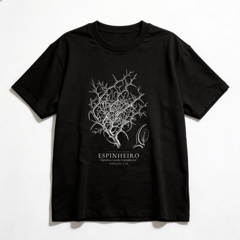 Camiseta Oversized Evangélica Espinheiro — Coroa de Vida - preta
