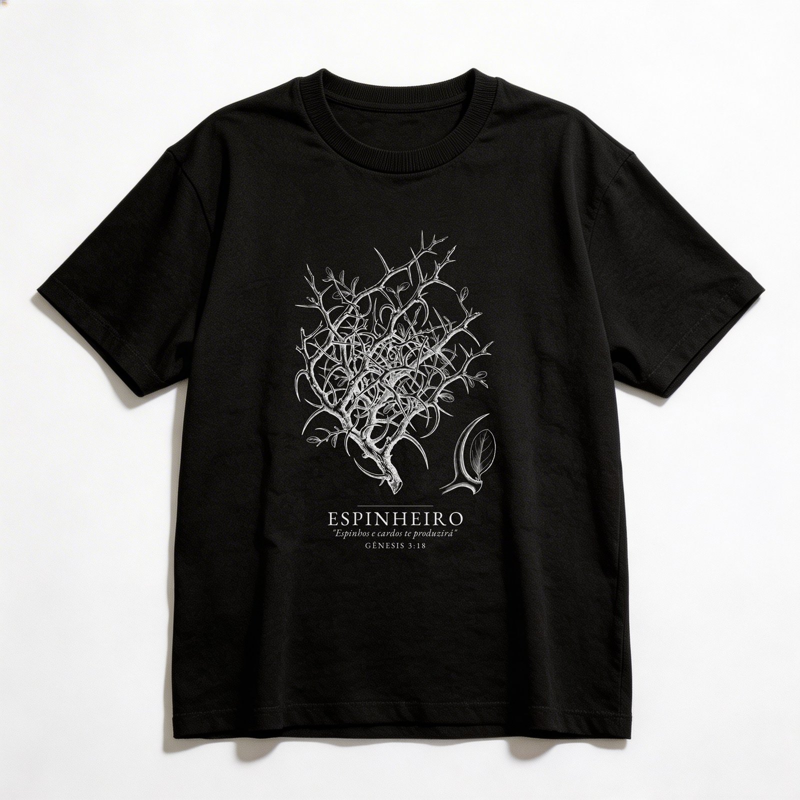 Camiseta Oversized Evangélica Espinheiro — Coroa de Vida - preta