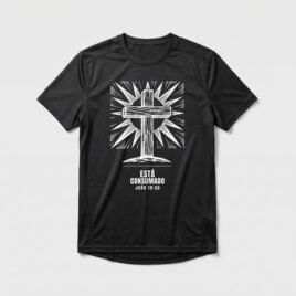 Camiseta Dry Fit Evangélica Está Consumado — Coroa de Vida - preta