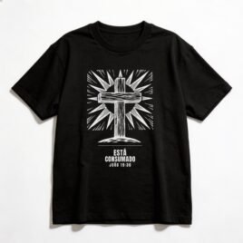 Camiseta Oversized Evangélica Está Consumado — Coroa de Vida - preta