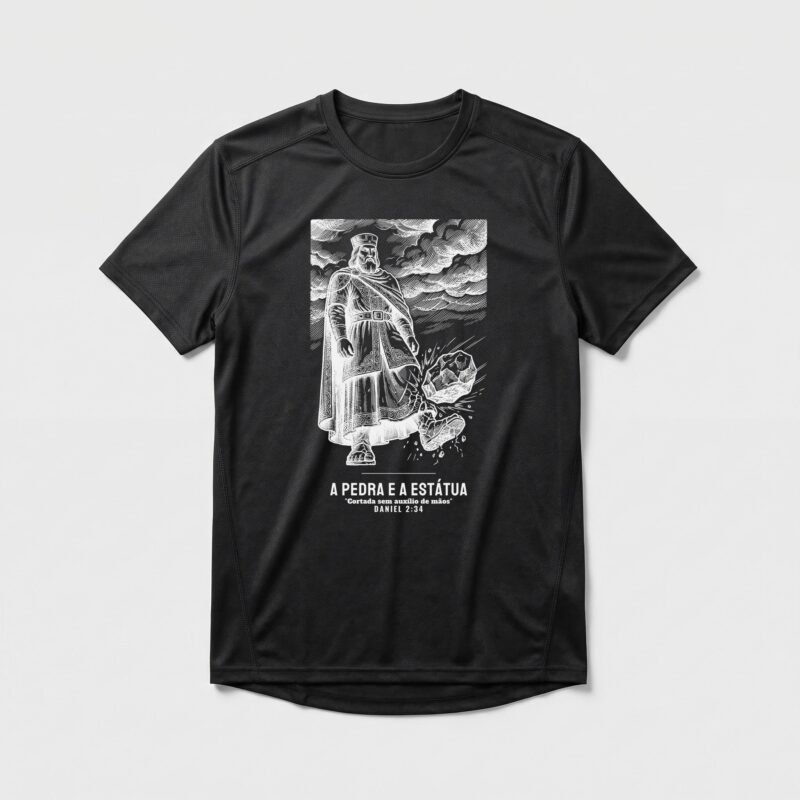 Camiseta Dry Fit Evangélica A Estátua de Daniel — Coroa de Vida - preta