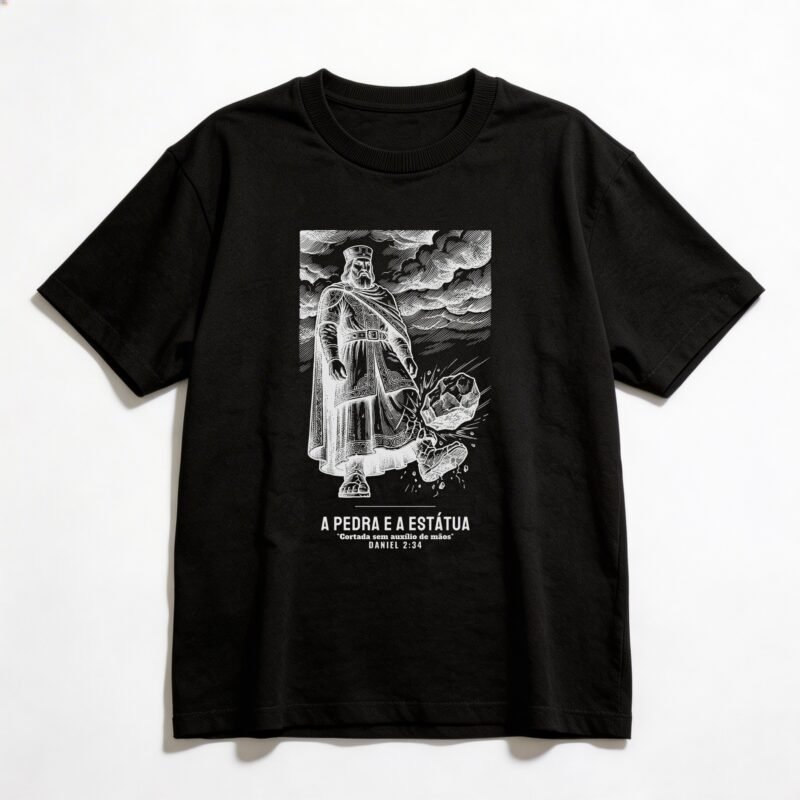 Camiseta Oversized Evangélica A Estátua de Daniel — Coroa de Vida - preta