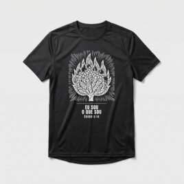 Camiseta Dry Fit Evangélica Eu Sou o Que Sou — Coroa de Vida - preta