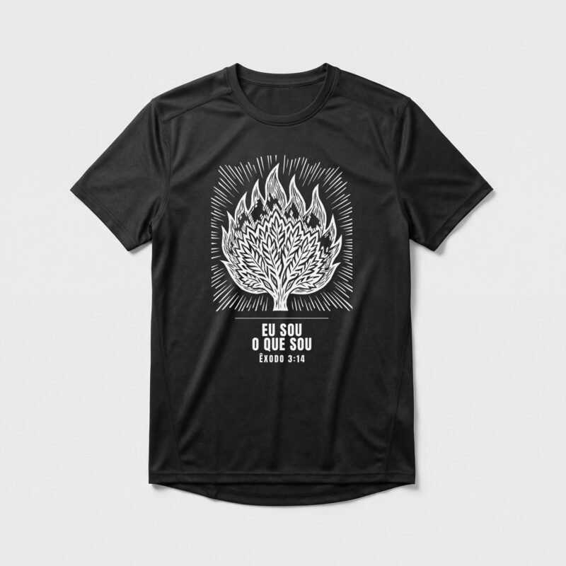 Camiseta Dry Fit Evangélica Eu Sou o Que Sou — Coroa de Vida - preta