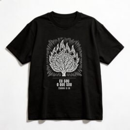 Camiseta Oversized Evangélica Eu Sou o Que Sou — Coroa de Vida - preta