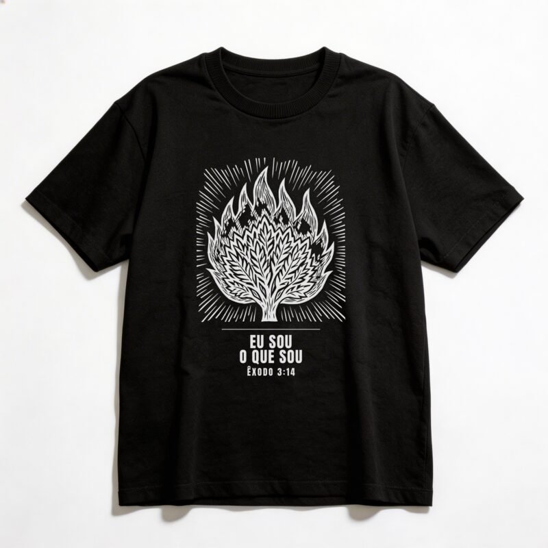 Camiseta Oversized Evangélica Eu Sou o Que Sou — Coroa de Vida - preta