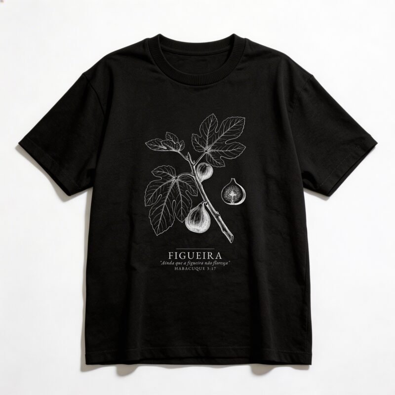 Camiseta Oversized Evangélica Figueira — Coroa de Vida - preta