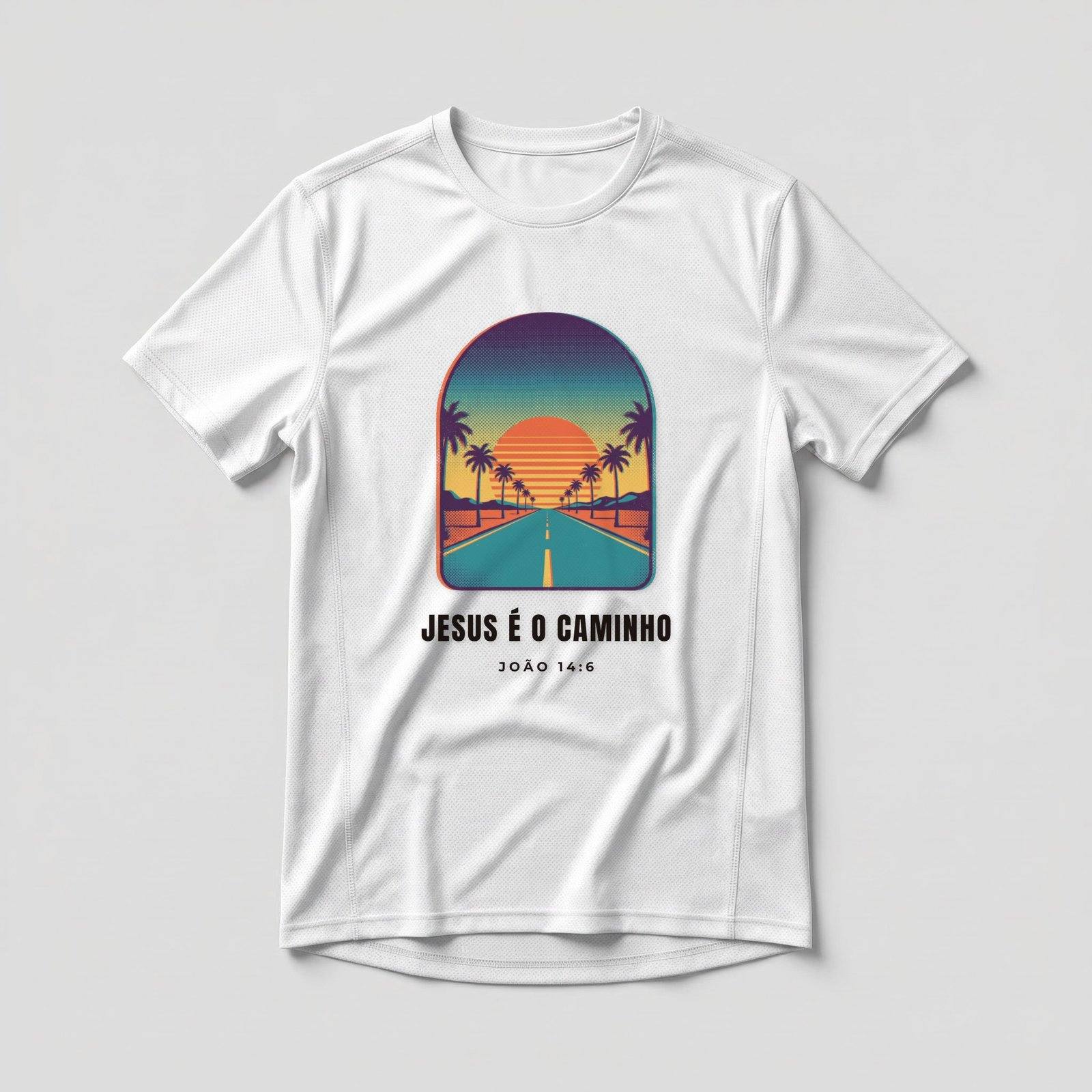 Camiseta Dry Fit Evangélica Jesus é o Caminho — Coroa de Vida - branca