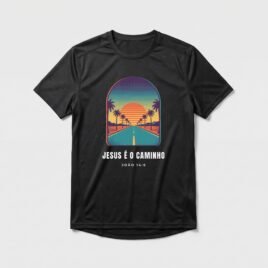 Camiseta Dry Fit Evangélica Jesus é o Caminho — Coroa de Vida - preta