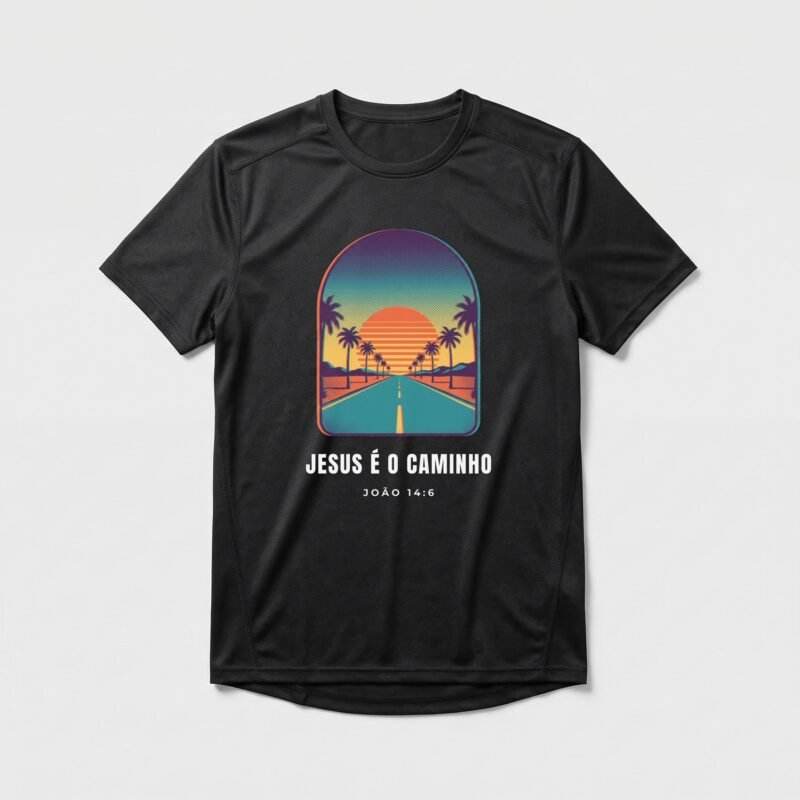 Camiseta Dry Fit Evangélica Jesus é o Caminho — Coroa de Vida - preta