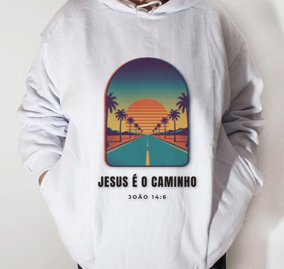 Moletom Evangélico Jesus é o Caminho — Coroa de Vida - branca