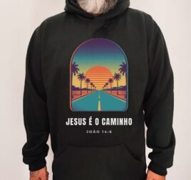 Moletom Evangélico Jesus é o Caminho — Coroa de Vida - preta