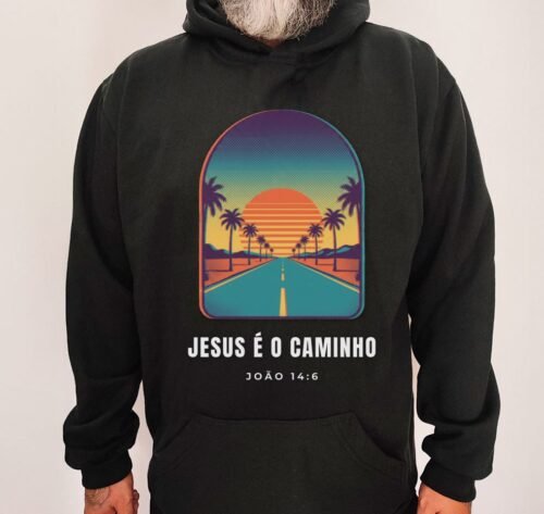 Moletom Evangélico Jesus é o Caminho — Coroa de Vida - preta