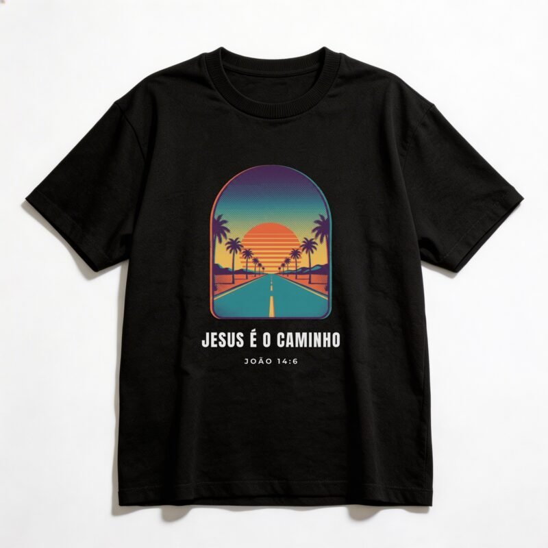 Camiseta Oversized Evangélica Jesus é o Caminho — Coroa de Vida - preta