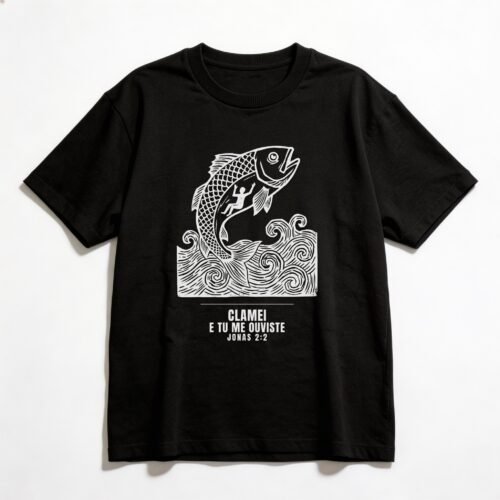 Camiseta Oversized Evangélica Jonas — Coroa de Vida - preta