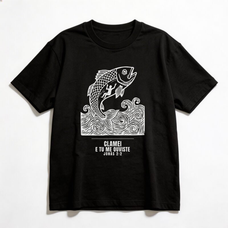 Camiseta Oversized Evangélica Jonas — Coroa de Vida - preta