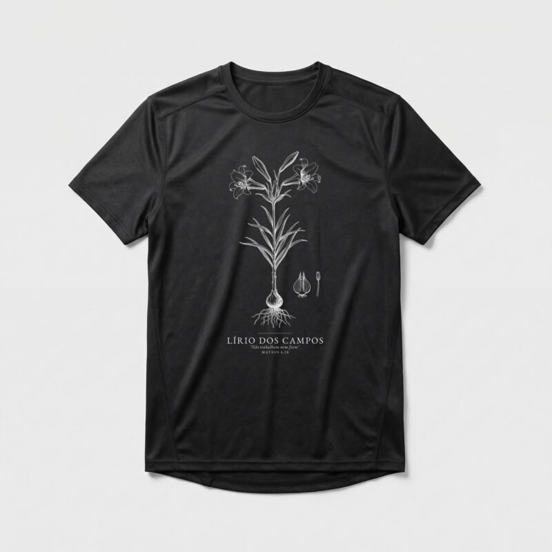 Camiseta Dry Fit Evangélica Lírio dos Campos — Coroa de Vida - preta