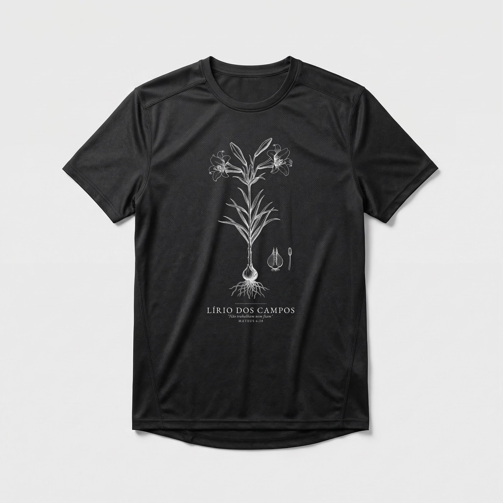 Camiseta Dry Fit Evangélica Lírio dos Campos — Coroa de Vida - preta
