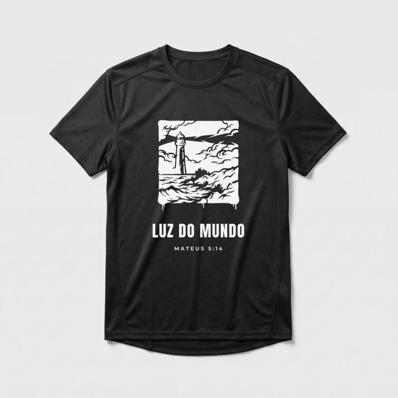 Camiseta Dry Fit Evangélica Luz do Mundo — Coroa de Vida - preta