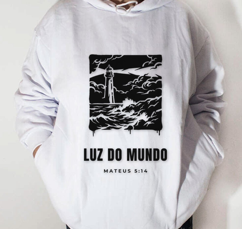 Moletom Evangélico Luz do Mundo — Coroa de Vida - branca